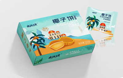 廈門特產椰子餅手繪風格